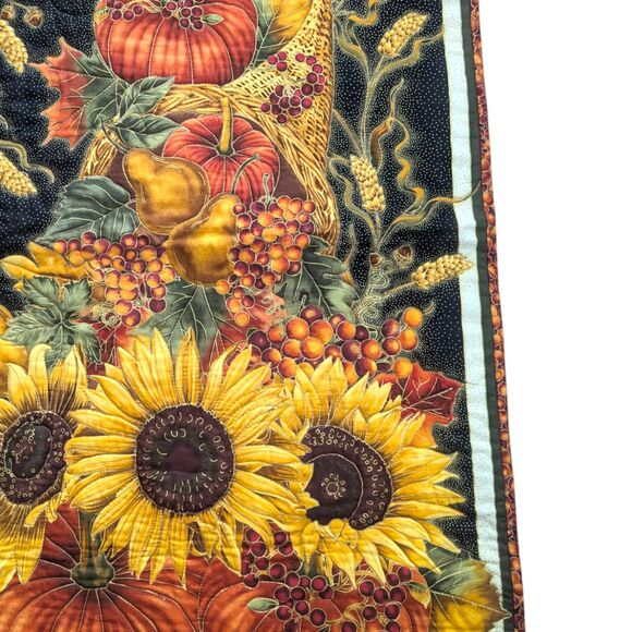 Handmade 2012 Autumn Wall Hanging: Quilted Sunflower & Pumpkin Fiber Art - Picture 7 of 7